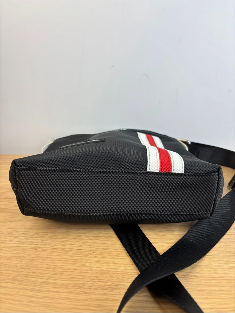 Lacoste Messenger Bag/Sling Bag Signature Sporty Red/White Stripe Alligator Logo